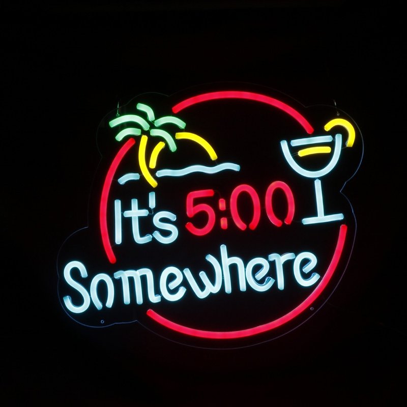 It's 5:00 Somewhere Neon Sign霓虹燈Bar裝潢Logo客制 - 燈具/燈飾 - 壓克力 透明