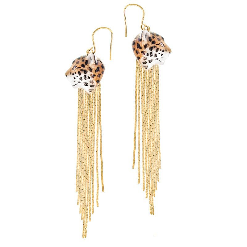 Leopard Fringe Earrings