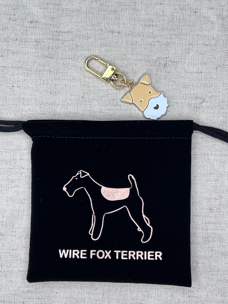 Wirefoxterrier剛毛獵狐梗狗牌 加燙金絨布袋 - 項圈/牽繩 - 其他材質 黑色