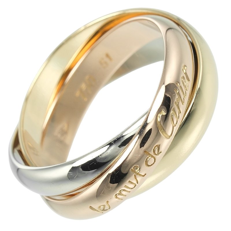 【日本直送】カルティエ トリニティ 11号 リング 指輪 3.4mmバンド K18 ゴールド YG PG WG 約7.26g CARTIER【中古】Aランク - 戒指 - 貴金屬 金色