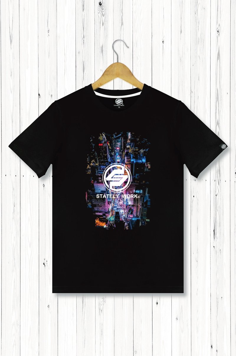 STATELYWORK night style T men's short T-shirt men's black