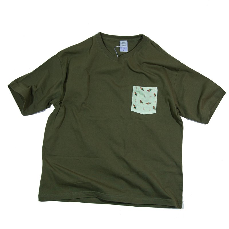 バーベキュー柄のビッグシルエットポケットTシャツ ユニセックスS〜XL Tcollector - 女 T 恤 - 棉.麻 綠色