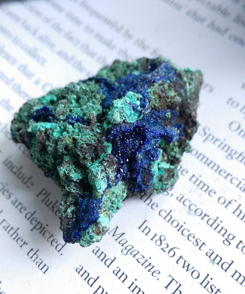Azurite 湖北產地 藍銅礦 珪孔雀石 共生礦 天然礦石 原礦 - 擺飾/家飾品 - 其他材質