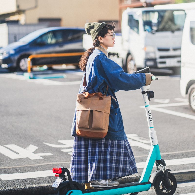 帆布雙口袋文件側背包 - 手提包/手提袋 - 棉.麻 多色