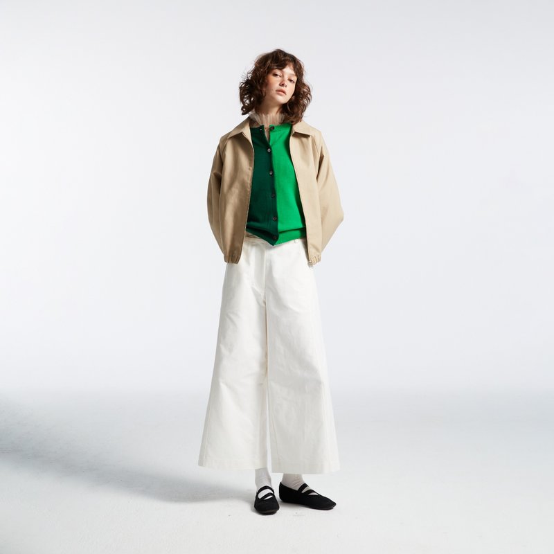 10 MOOn 卡其廓型教練夾克 - 女大衣/外套 - 棉.麻 卡其色