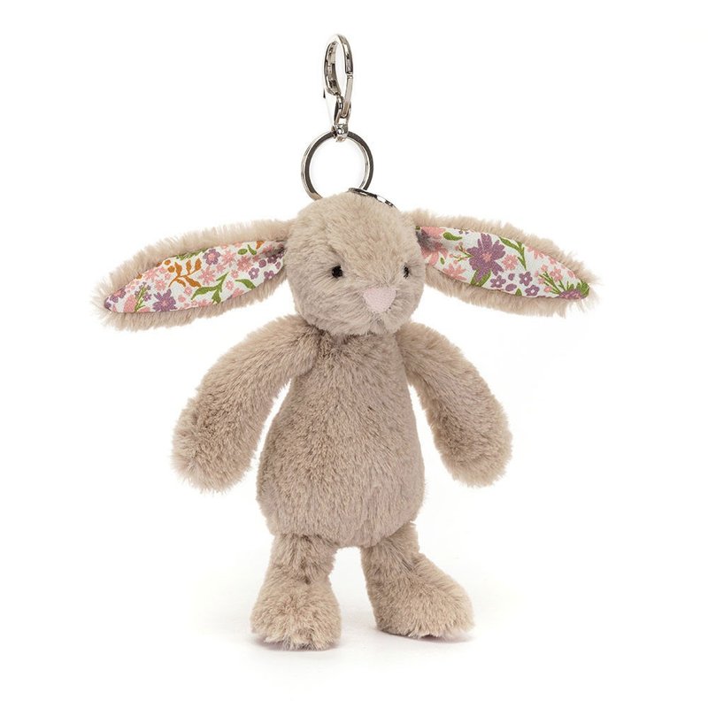 Blossom Beige Bunny 'Petal' Bag Charm 碎花拿鐵灰兔吊飾鑰匙圈 - 吊飾/掛飾 - 聚酯纖維 灰色