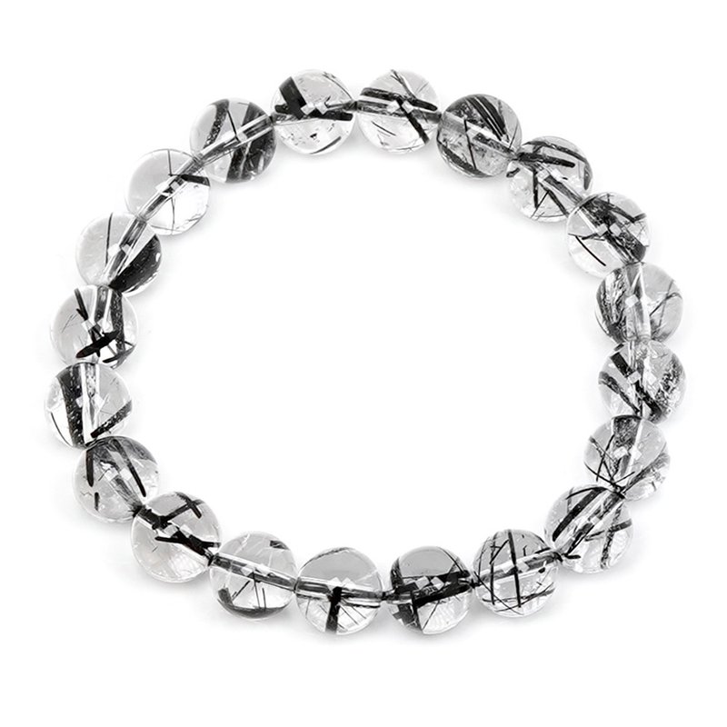 【正佳珠寶】黑髮晶 頂級淨透 8.8-9.2mm 黑髮晶手珠 - 手鍊/手環 - 半寶石 多色