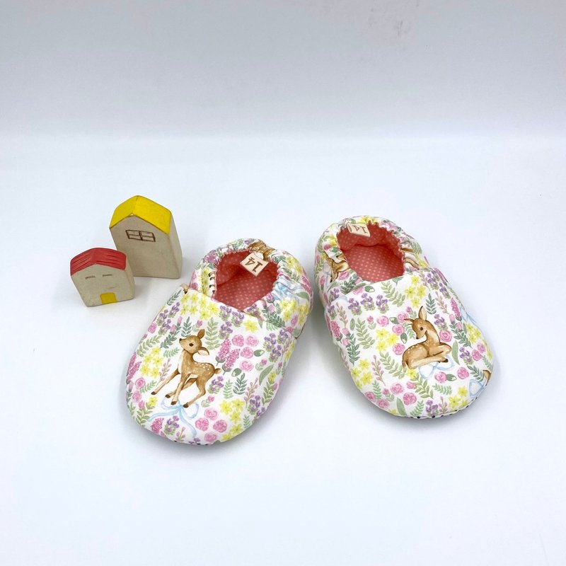 花兒小鹿-初步鞋/成長鞋/漫步鞋 - 嬰兒鞋/學步鞋 - 棉.麻 粉紅色