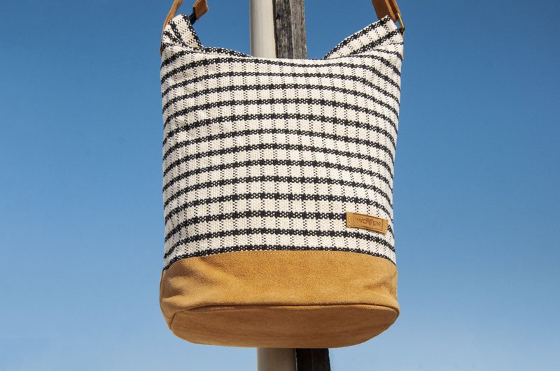 皮革拼接設計側背包 boho肩背包 民族風斜背包 麂皮包-日本風幾何 - 側背包/斜背包 - 真皮 多色