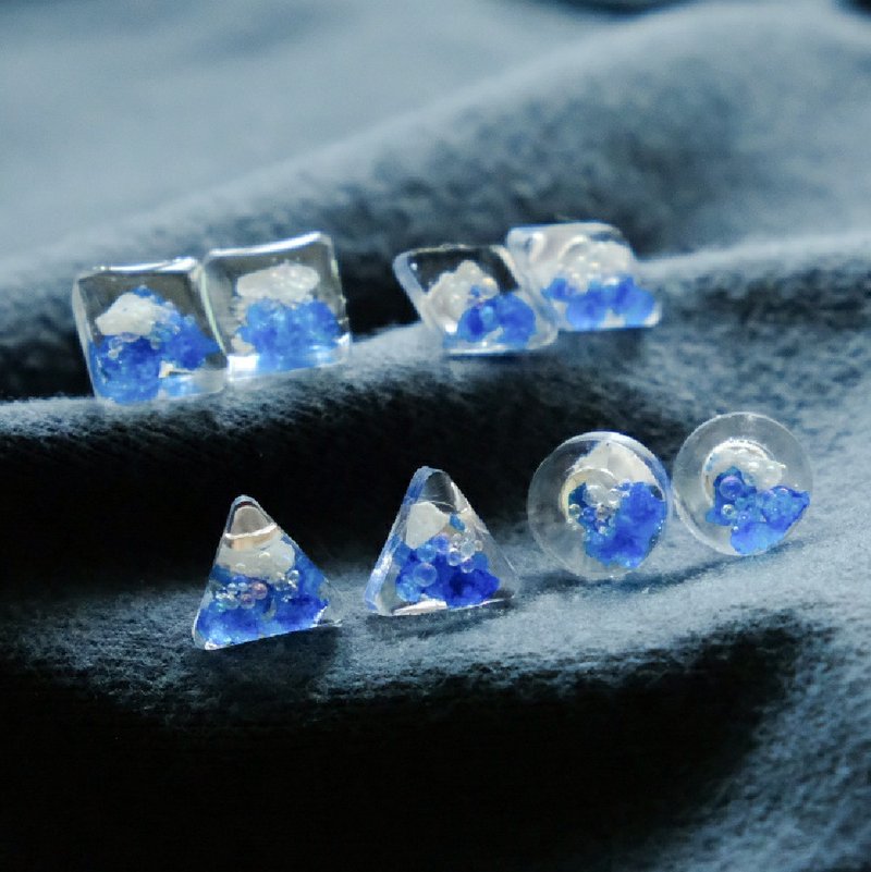 【海の波】Wave and Splash - Silver Earrings by  ETPLANT - 耳環/耳夾/耳骨夾 - 純銀 藍色