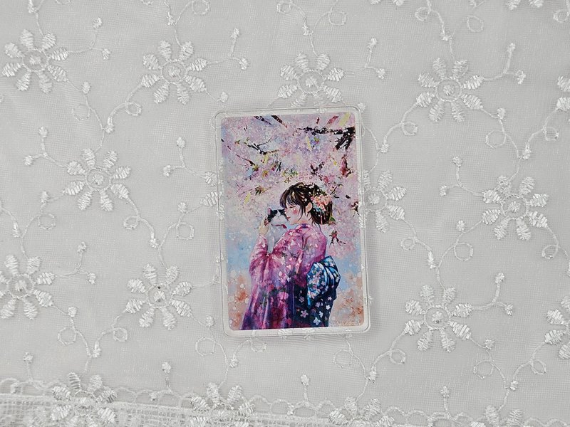 Sakura girl acrylic photo card - 吊飾/掛飾 - 壓克力