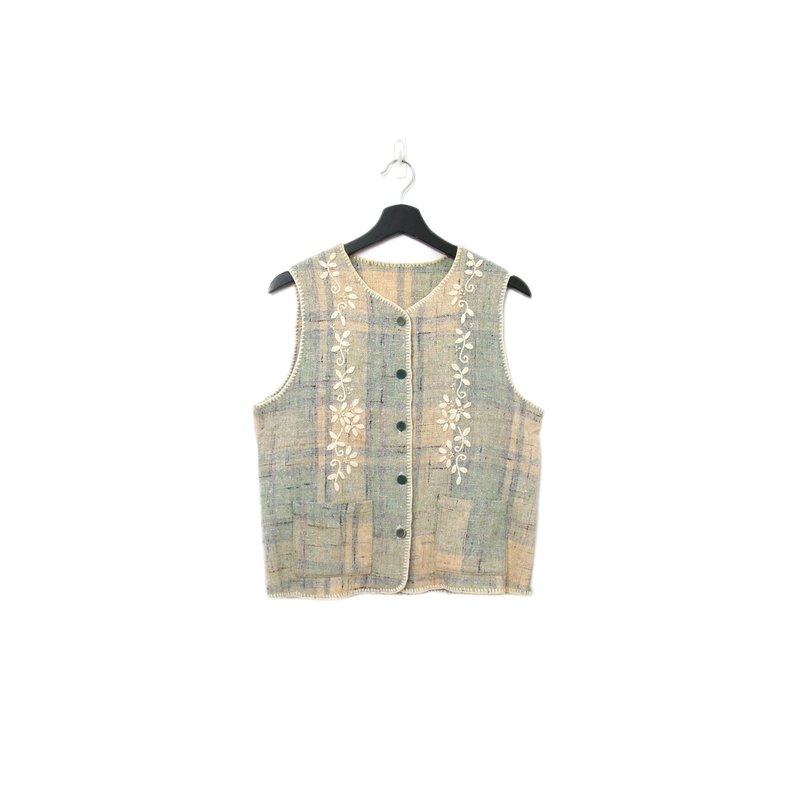 Back to Green-復古毛料背心 古典 花紋 v-16/sweater vest - 背心/無袖上衣 - 棉.麻