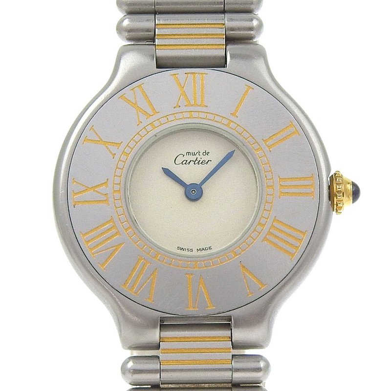 【日本直送】カルティエ CARTIER マスト21 SM 腕時計 ヴァンティアン SS クオーツ アナログ表示 ホワイト文字盤 レディース【中古】 - 女錶 - 不鏽鋼 白色