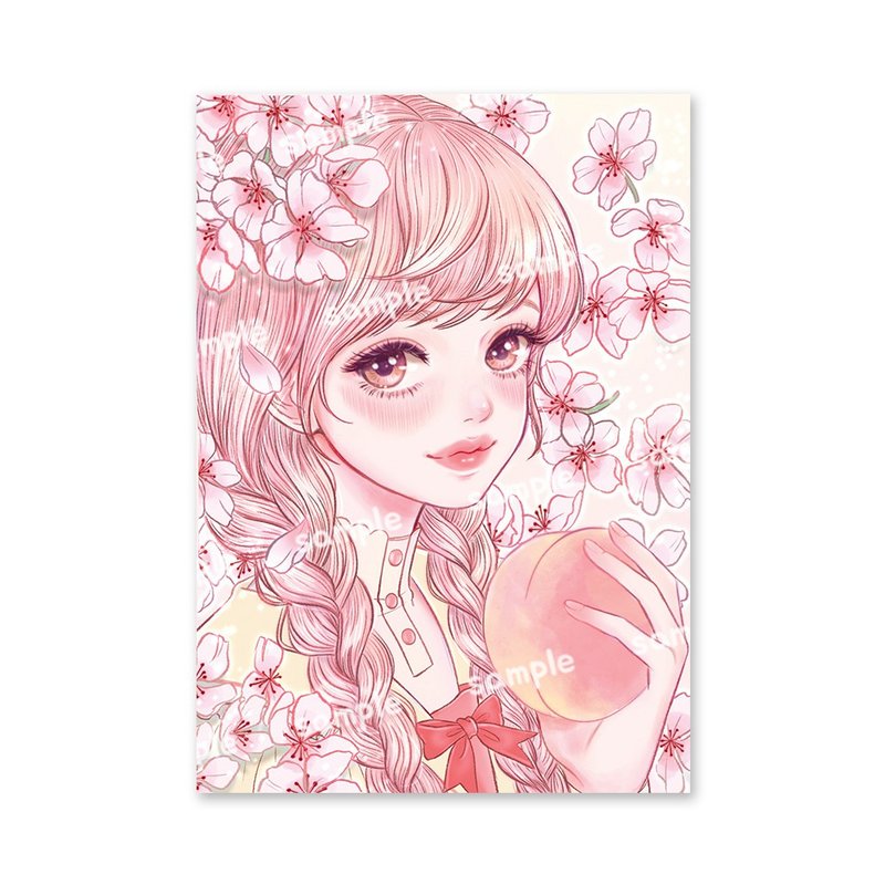 peach blossom postcard - 卡片/明信片 - 紙
