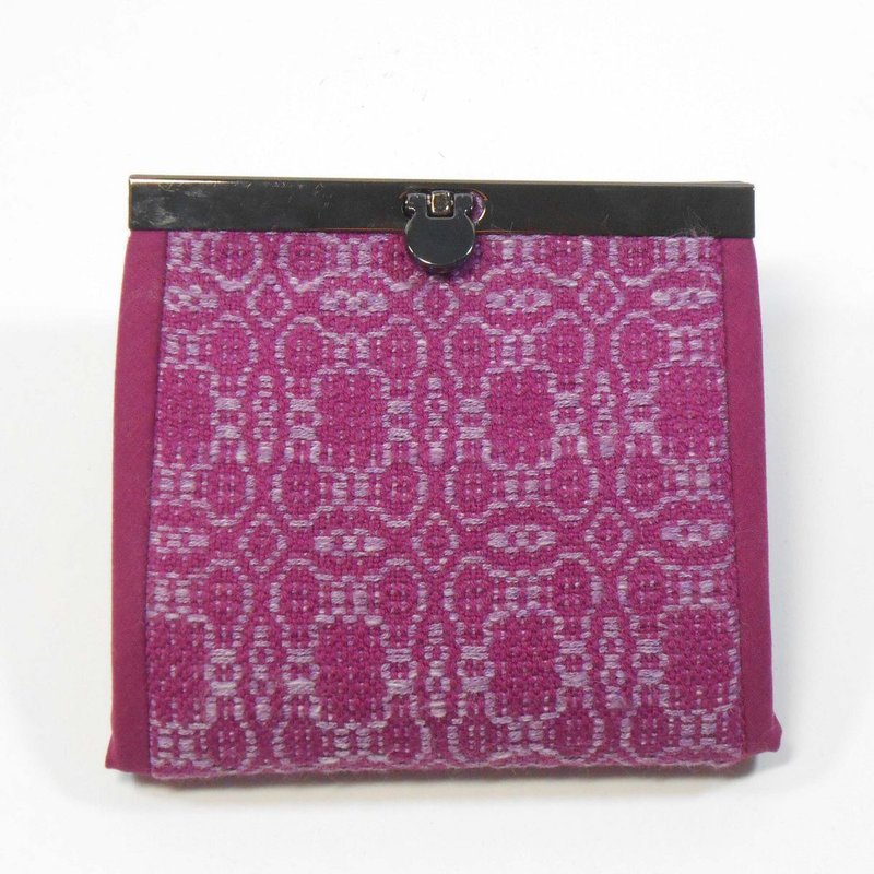 手織布 口金短夾03 - 錢包/皮夾/長短夾 - 棉.麻 紫色