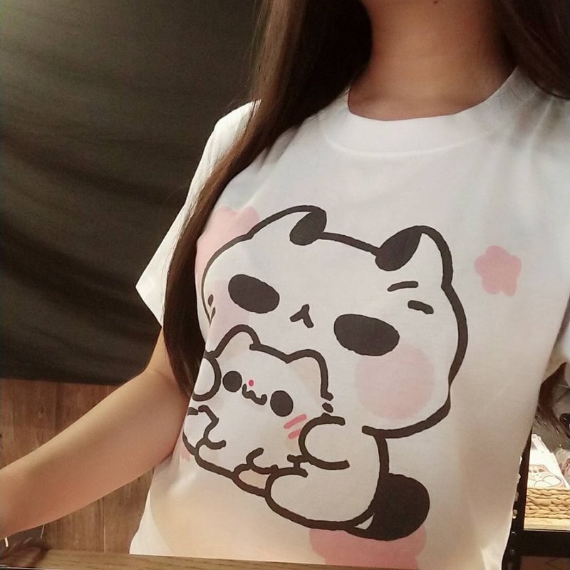 壞喵與毛喵短T系列 - 女 T 恤 - 棉.麻
