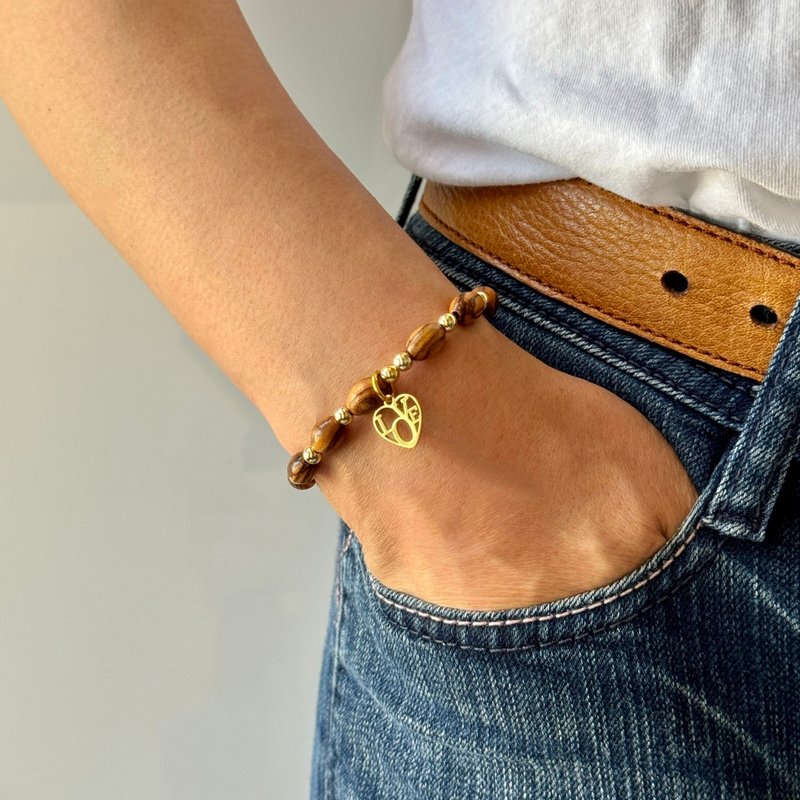 愛情手鍊 自然木質手鍊 客製化 82508a4 - 手鍊/手環 - 木頭 多色