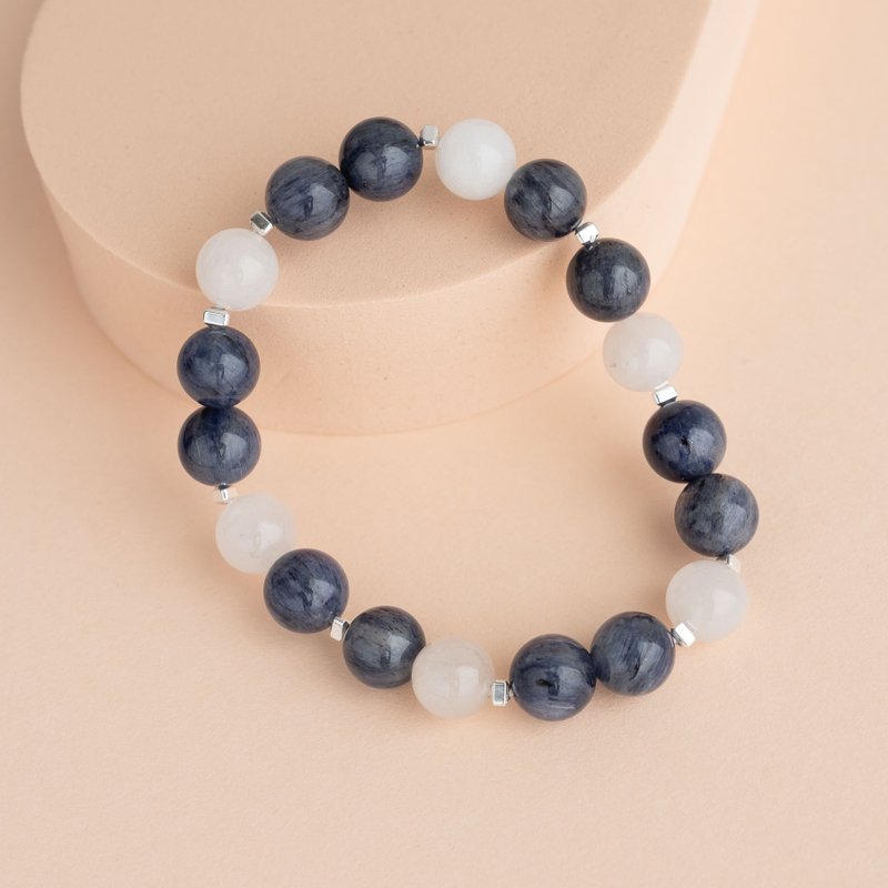 銀河色系丨藍髮晶 白兔毛髮晶丨天然礦石水晶手環手鍊 閨蜜女友禮 - 手鍊/手環 - 水晶 藍色