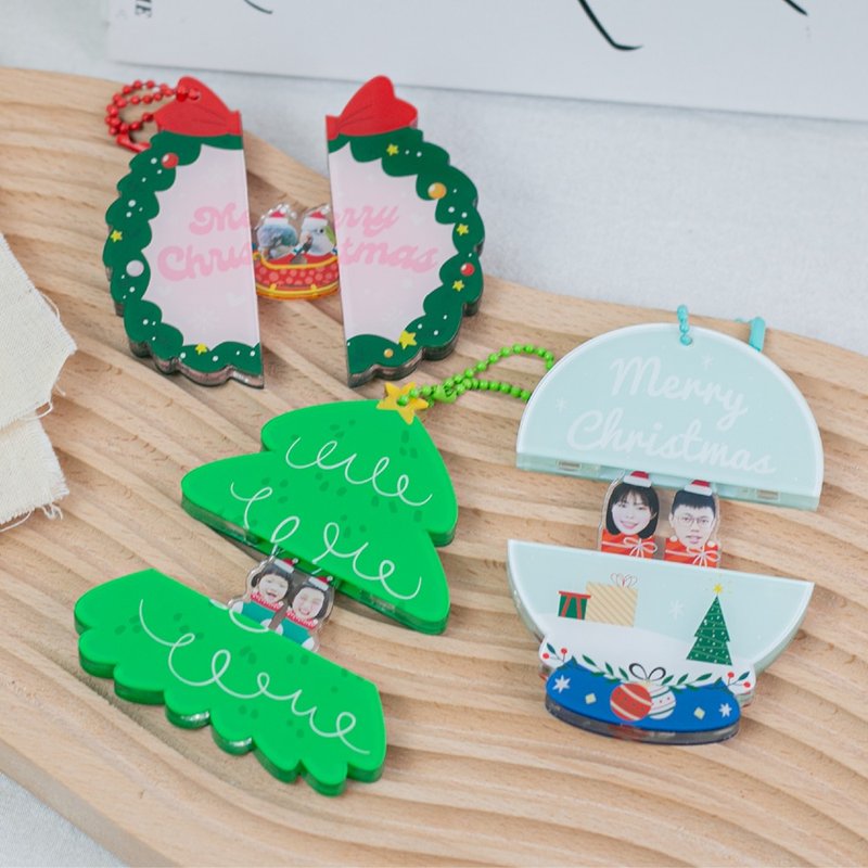 客製化聖誕驚喜伸縮鑰匙圈 - 鑰匙圈/鑰匙包 - 壓克力 白色