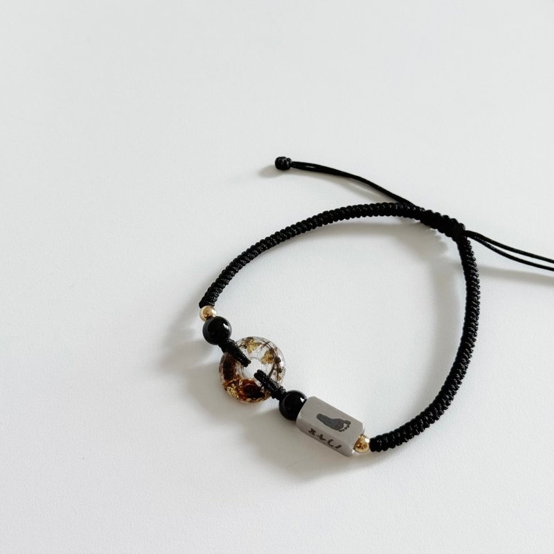 平安扣 刻字紀念編織手環 胎毛臍帶紀念品 - 嬰兒手鍊/飾品 - 銀