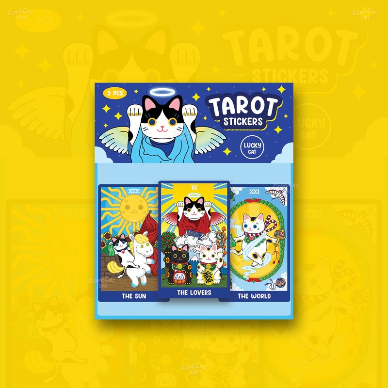 Tarot Card Cat Glitter Sticker 設計館 comecat.cat 貼紙 Pinkoi
