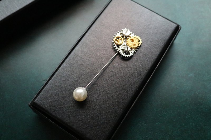 金色小齿轮胸针蒸汽朋克金属胸花 - 胸針 - 其他金屬 銀色