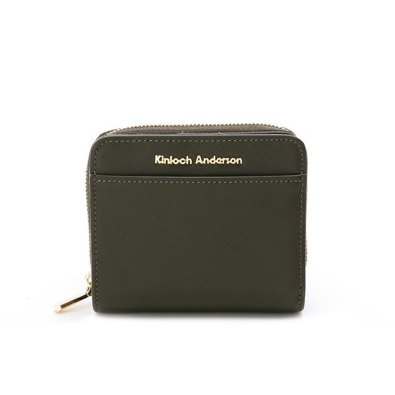 【金安德森】Evelyn 牛皮經典壓釦式短夾-苔墨綠 - 錢包/皮夾/長短夾 - 真皮 綠色