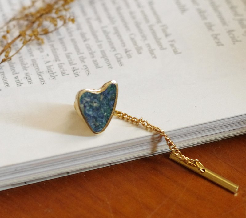 金銀寶貝 古董金色藍色地圖領帶針領帶夾別針 B1874 - 領帶/領帶夾 - 其他金屬 金色