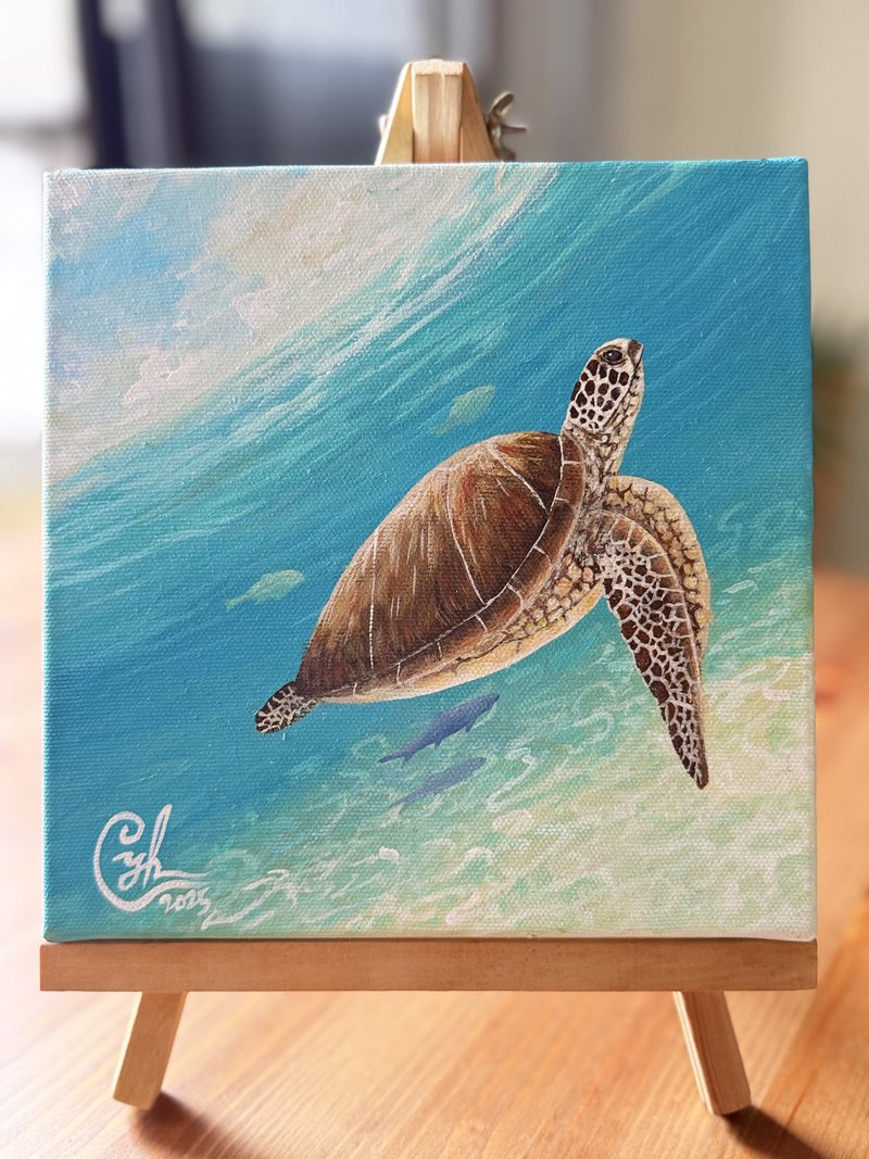 和我一起 迷你海龜5  With Me Mini Sea Turtle 5 - 似顏繪/客製畫 - 棉.麻 多色