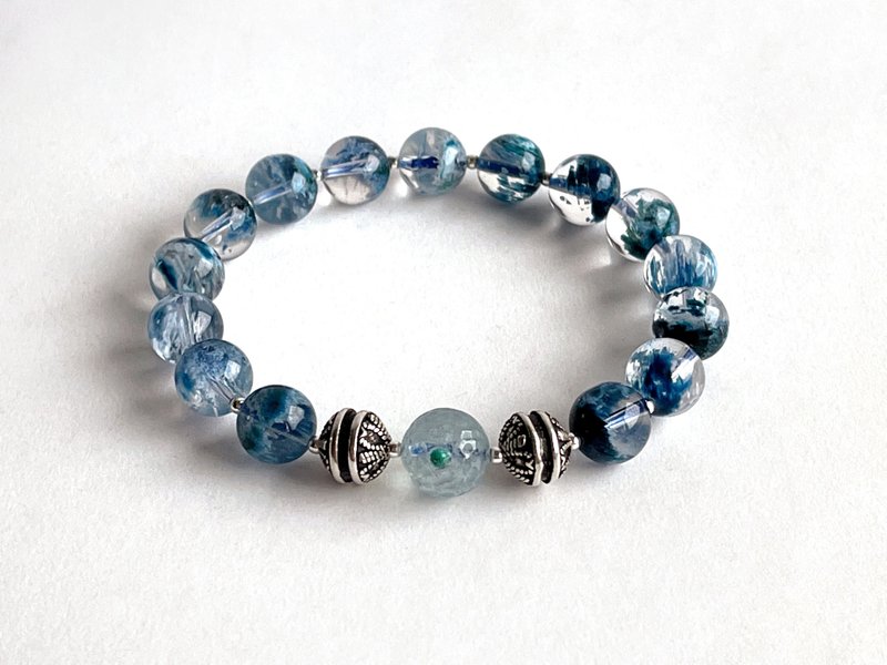 寶石系 天然礦石 藍幽靈聚寶盆 海藍寶 925純銀 手鍊 - 手鍊/手環 - 寶石 藍色