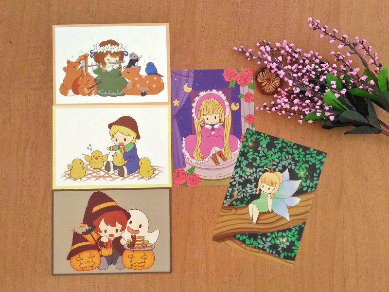 Double-sided postcard/card 5 into the set (with envelope)