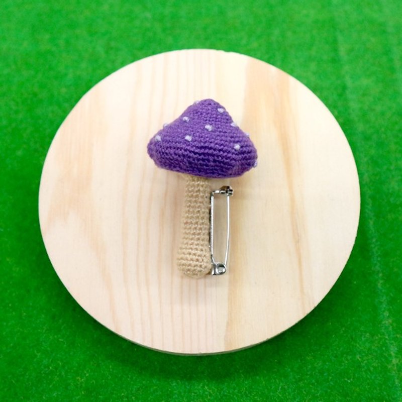 Woven purple mushroom pins