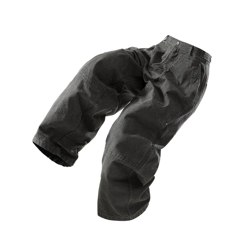 機能工裝伐木褲 重磅做舊廢土闊腿寬松長褲 - 男長褲/休閒褲 - 其他材質 灰色