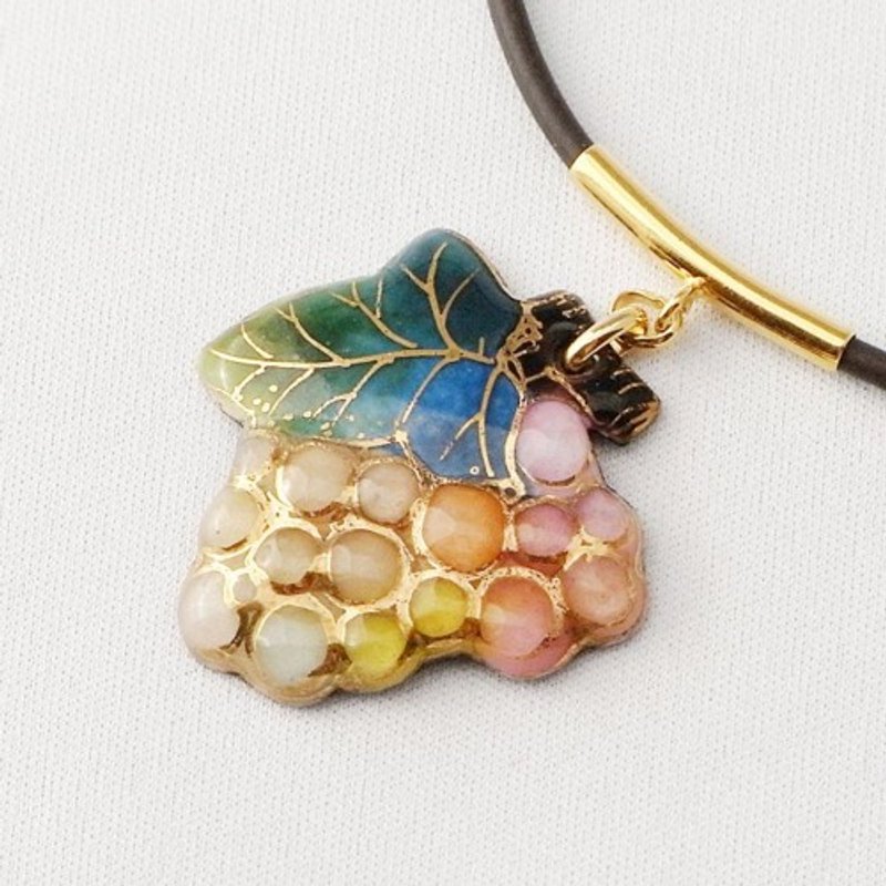 1房のぶどうの七宝焼ミニネックレス - 項鍊 - 其他金屬 橘色