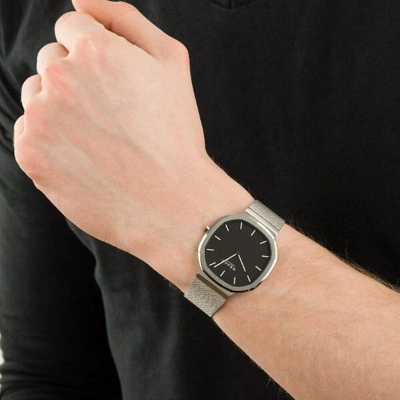 OBAKU 八角哲學北歐設計腕錶-極光銀X黑-V253GXCBMC-38mm - 男錶/中性錶 - 不鏽鋼 銀色