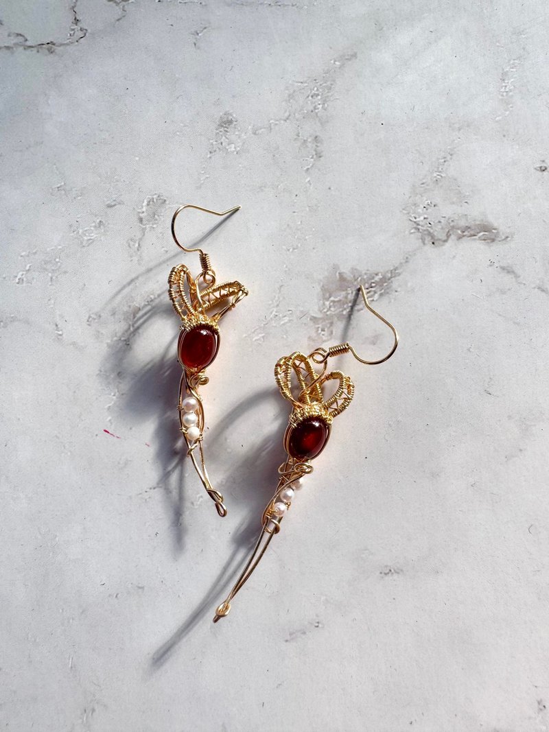 金屬編織耳環—芽-可改夾式 - 耳環/耳夾/耳骨夾 - 銅/黃銅 多色