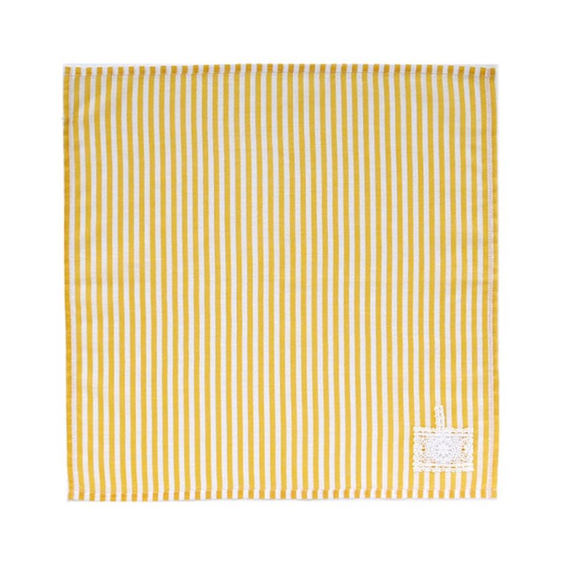 ダブル11セール商品 サシェハンカチーフ イェロー 41×41cm  綿100%  日本製 - 手帕 - 棉.麻 黃色