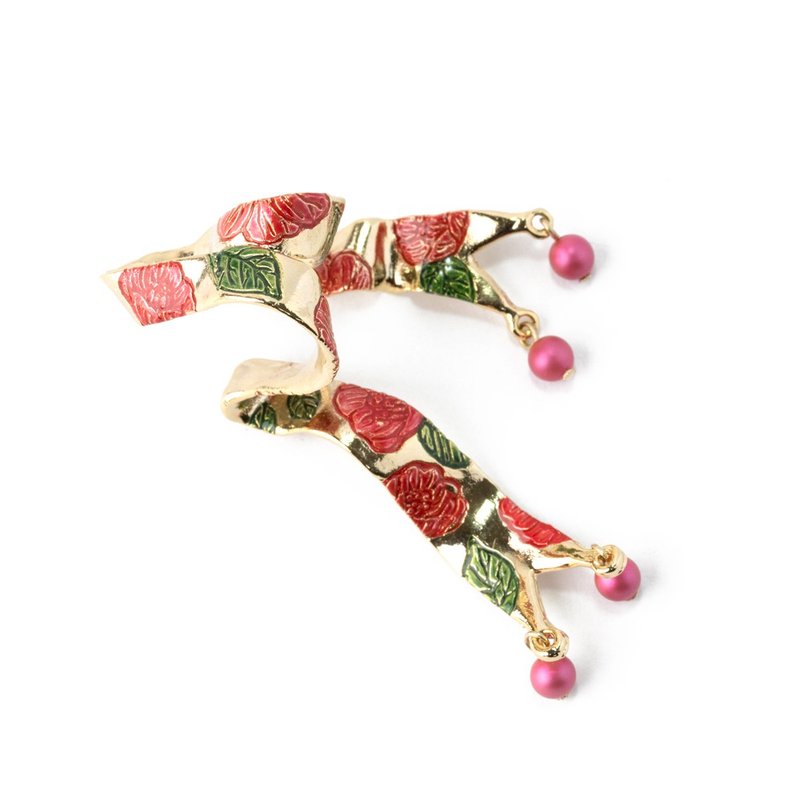 綾錦イヤーカフ キラキラ Tsubaki Ribbon EC003KIRA - 耳環/耳夾/耳骨夾 - 其他金屬 紅色