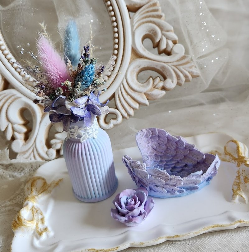 獨家款 永生花乾燥花束 3D花瓶擴香石禮盒 滿額禮 婚禮小物 禮物 - 香氛/精油/擴香 - 其他材質