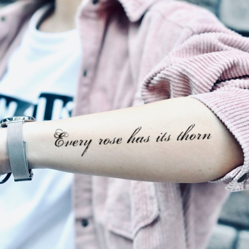 Every Rose Has Its Thorn Temporary Tattoo Sticker (Set of 2) - OhMyTat