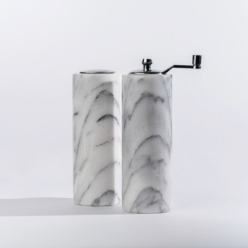 【奇鈺家居】大理石直身胡椒鹽罐 - 調味罐/醬料罐 - 石頭 白色