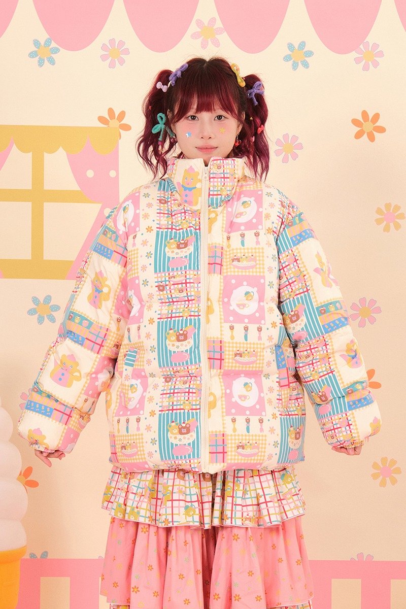 昭和甜品屋白鴨絨羽絨服 保暖可愛少女彩色 - 女大衣/外套 - 棉.麻 多色