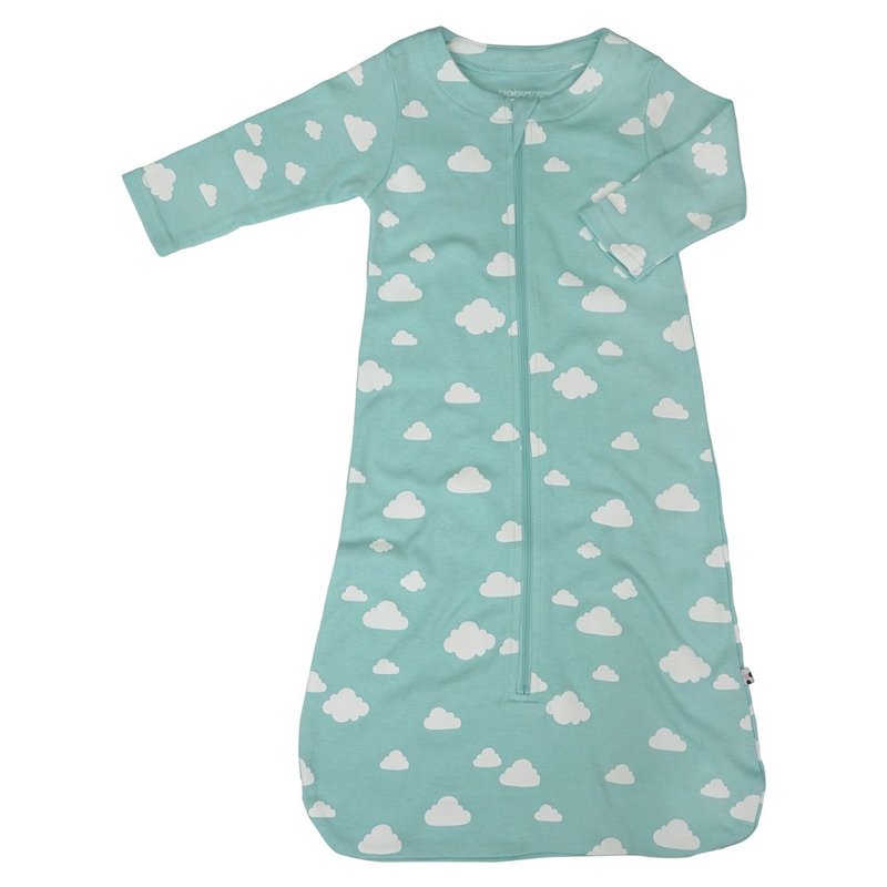 American Babysoy-Organic Cotton Powder Blue Cloud Long Sleeve Anti-Kicking Sleeping Bag
