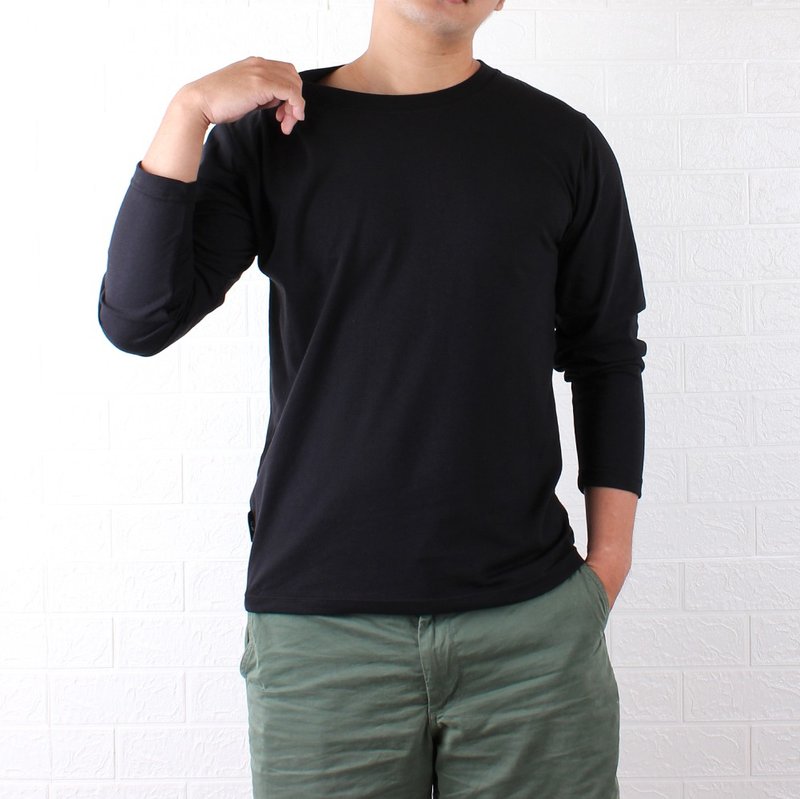 素色薄長袖T  男上衣/女上衣/長T恤/中性T - 男 T 恤 - 棉.麻 白色