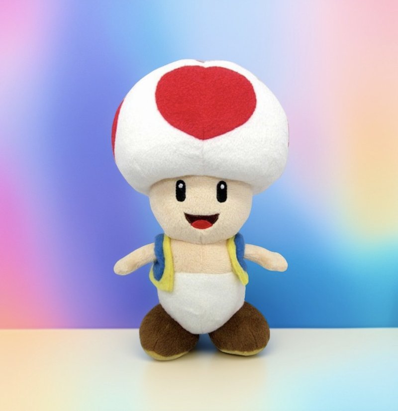 【任天堂超級瑪利歐】 超級瑪利歐 奇諾比奧 紅點香菇頭 娃娃玩偶 - 公仔/玩偶 - 棉.麻 紅色