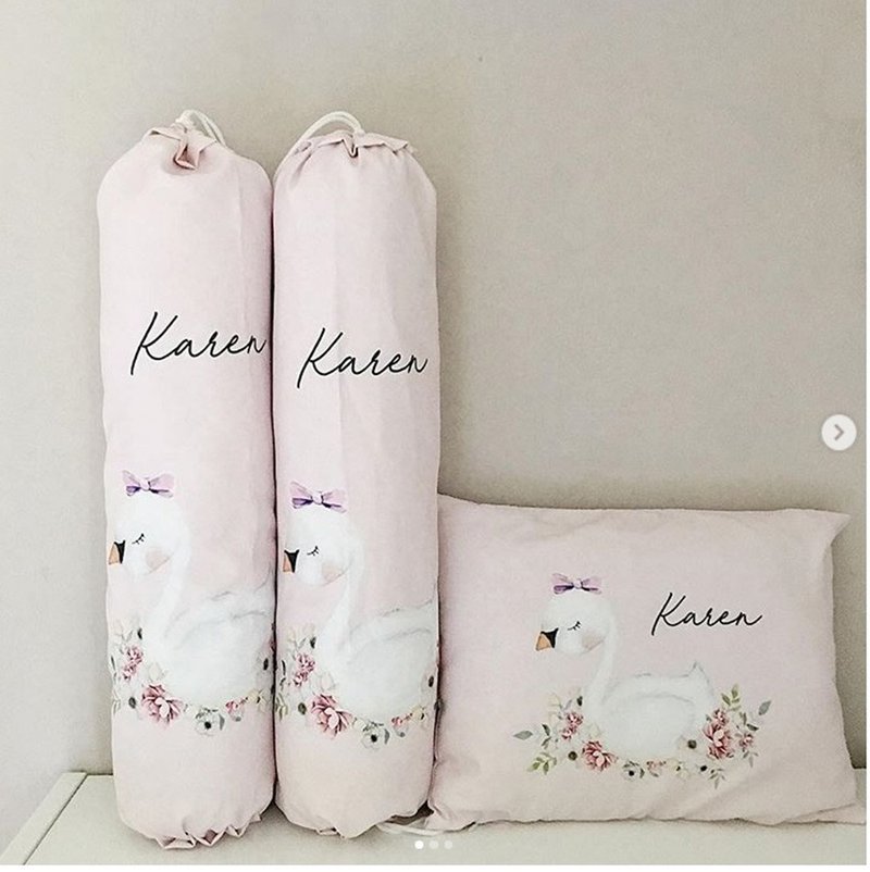 Swan Baby Bolster and Pillow