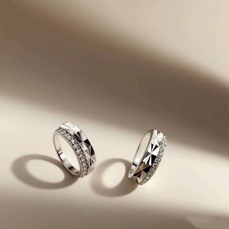 中性純銀幾何切面碎鑽耳環 - 耳環/耳夾/耳骨夾 - 其他金屬