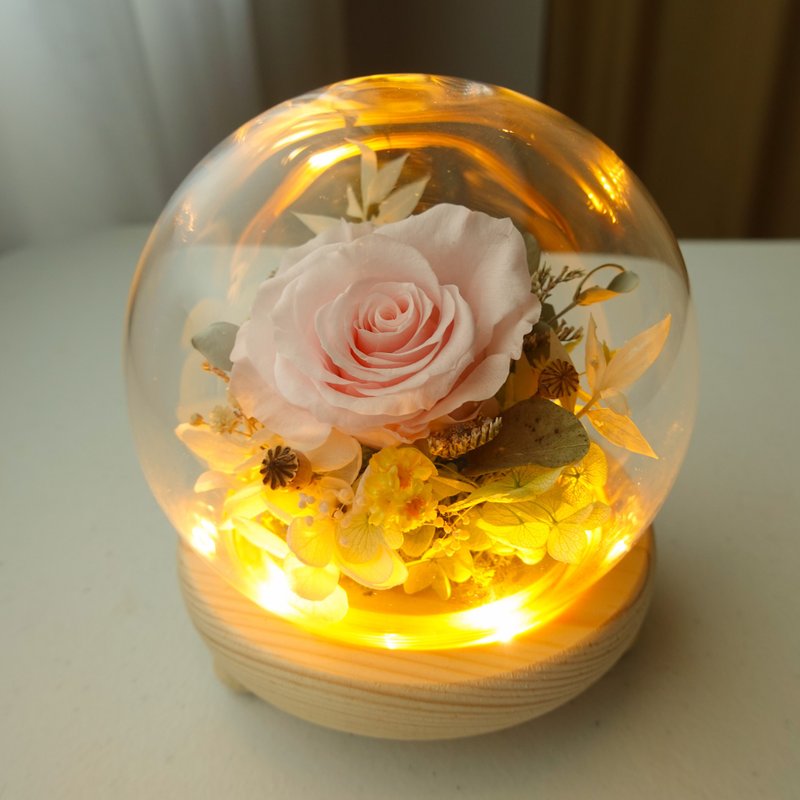 夜燈玻璃盅-新娘粉 - 乾燥花/永生花 - 植物.花 粉紅色
