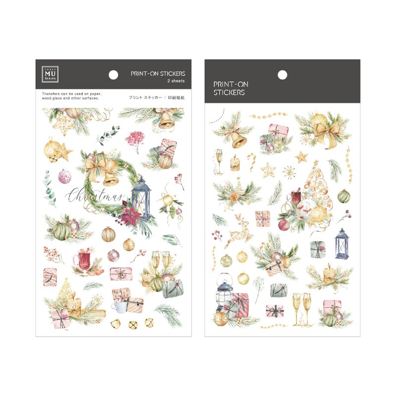 【Print-On Stickers 轉印貼紙】聖誕限定20-閃亮金聖誕 - 貼紙 - 其他材質 黃色