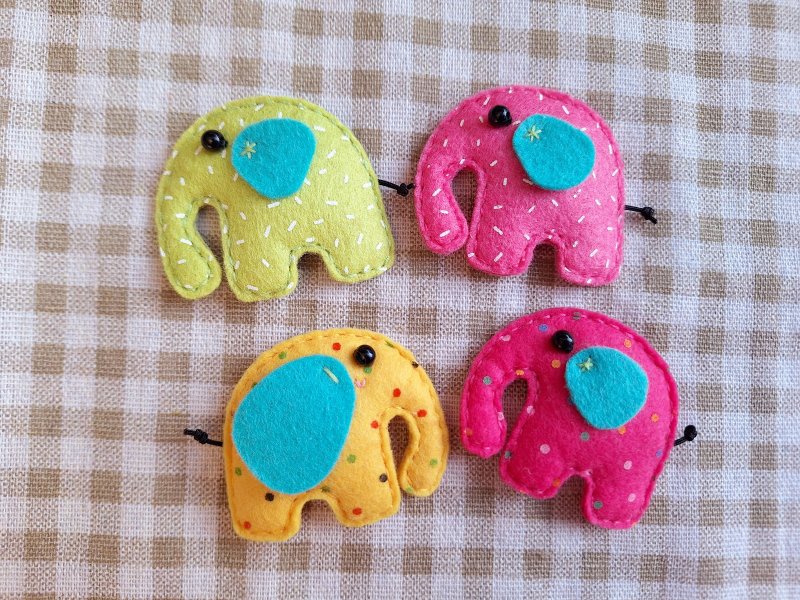 手感刺繡不織布  可愛大象BB夾 5cm髮夾 髮飾 - 髮夾/髮圈 - 聚酯纖維 多色